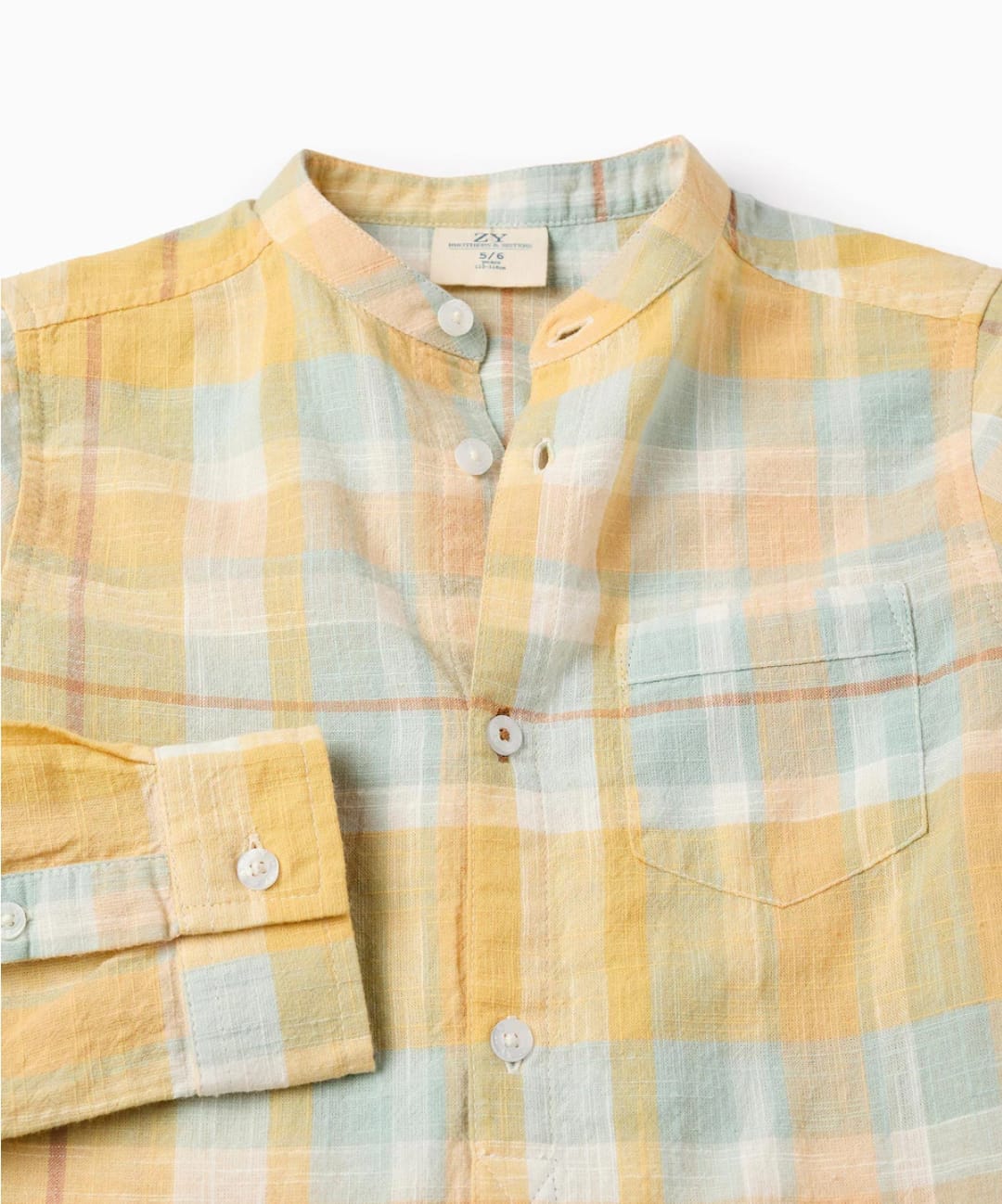 CAMISA DE CUAELLO MAO, CUADROS AMARILLOS