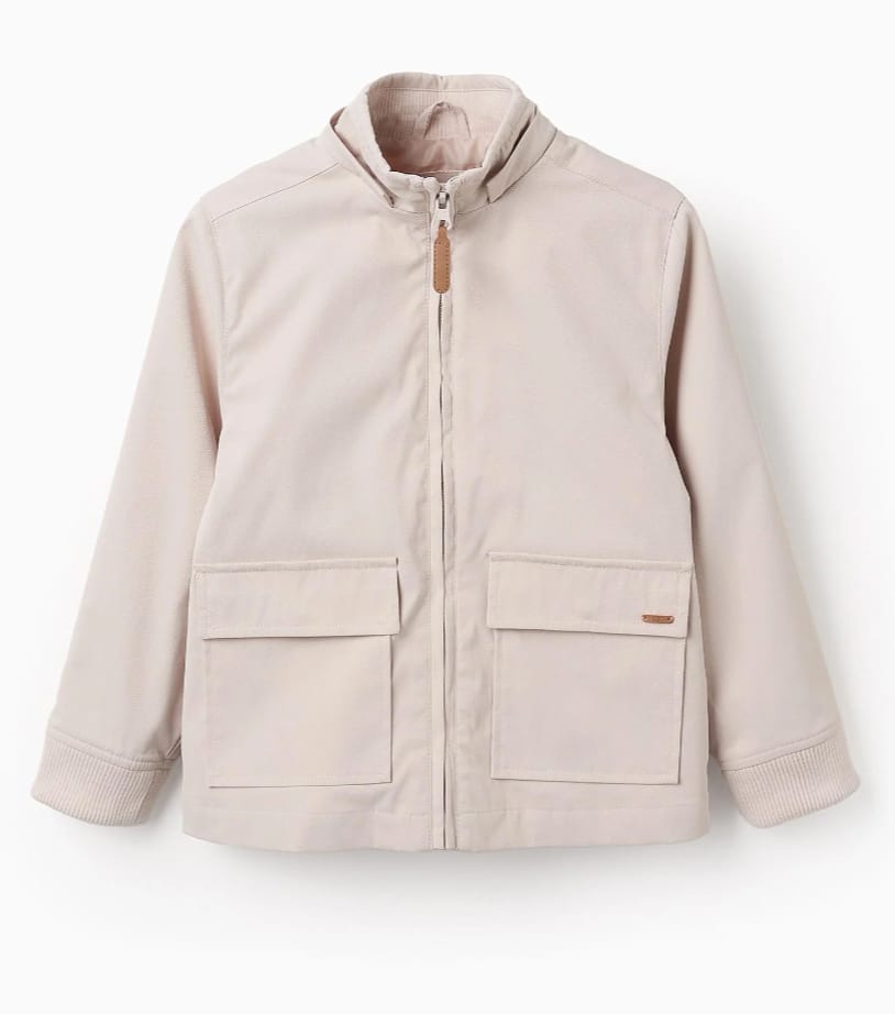CHAQUETA BEIGE, CAPUCHA DESMONTABLE