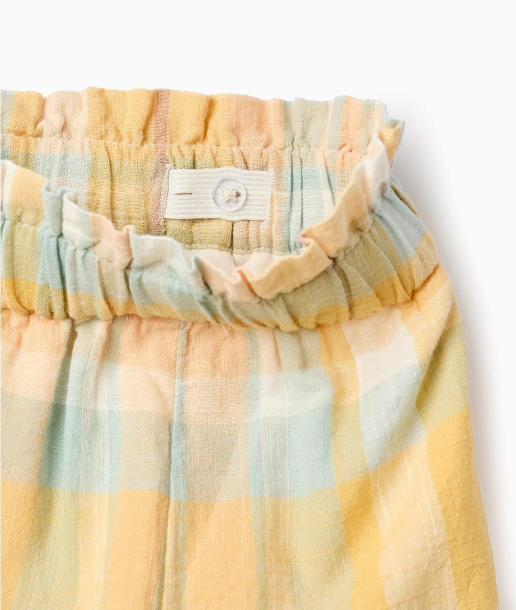 PANTALÓN WIDE LEG, CUADROS AMARILLOS