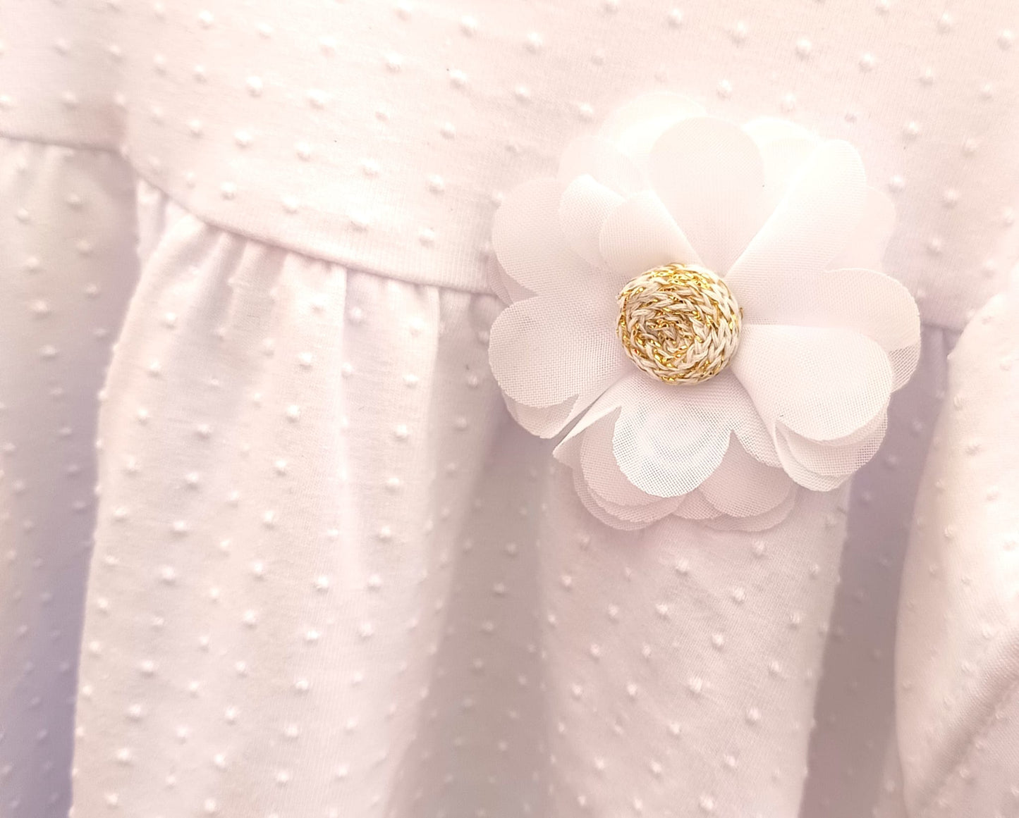 VESTIDO BLANCO CON FLOR, MILON