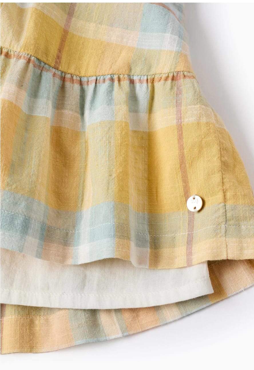 VESTIDO PARA BEBÉ, CUADROS AMARILLOS