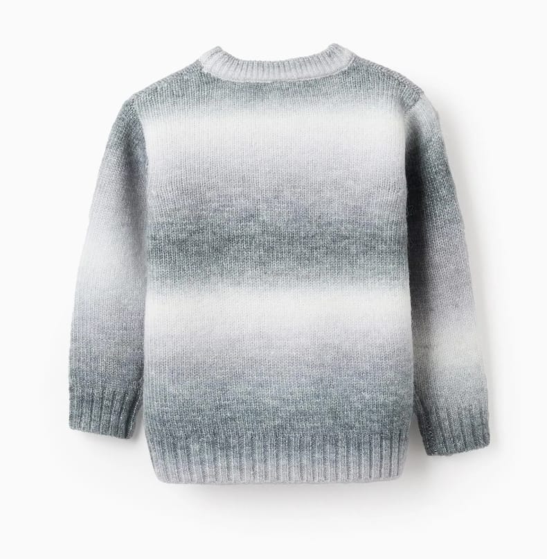 JERSEY DE PUNTO DEGRADADO, GRIS Y BLANCO