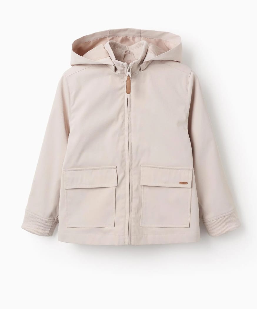 CHAQUETA BEIGE, CAPUCHA DESMONTABLE