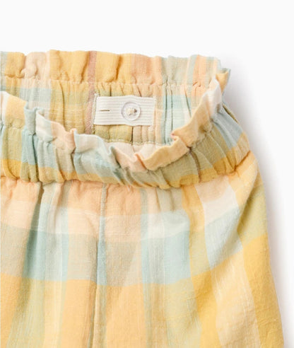 PANTALÓN WIDE LEG, CUADROS AMARILLOS