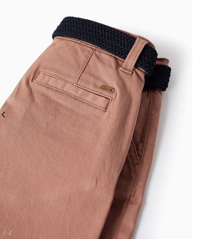 PANTALÓN CHINO MIDI, MARRÓN