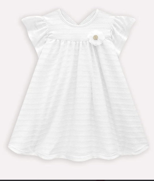 VESTIDO BLANCO CON FLOR, MILON