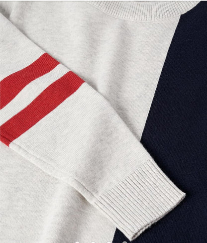 JERSEY DE PUNTO FINO GRIS/AZUL MARINO