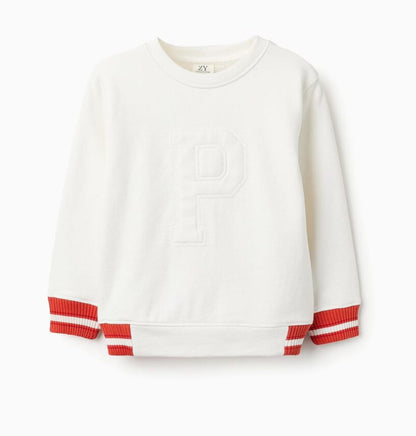 SUDADERA "P" BLANCO/NARANJA