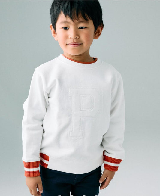 SUDADERA "P" BLANCO/NARANJA