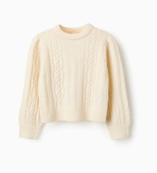 JERSEY DE PUNTO TRENZADO, BLANCO