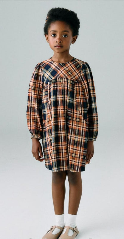 VESTIDO CON TEXTURA Y CUADROS